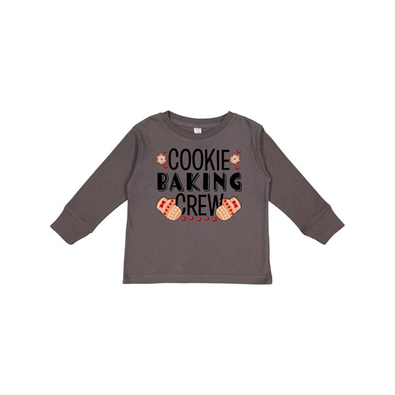 Inktastic Christmas Cookie Baking Crew with Oven Mitts Boys or Girls Long Sleeve Toddler T-Shirt