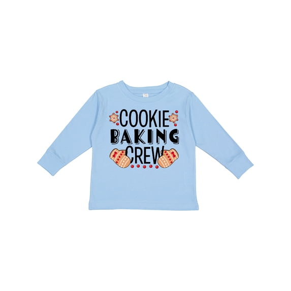 Inktastic Christmas Cookie Baking Crew with Oven Mitts Boys or Girls Long Sleeve Toddler T-Shirt