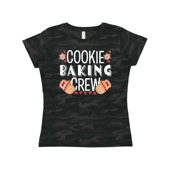 Inktastic Christmas Cookie Baking Crew with Oven Mitts Women's T-Shirt