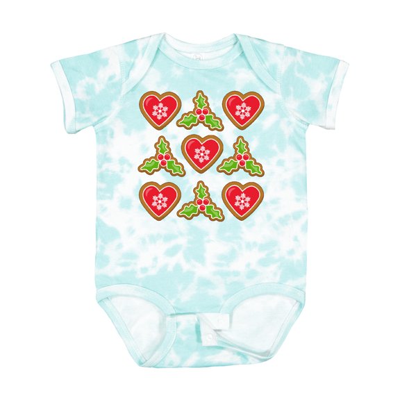 Inktastic Christmas Cookie Hearts and Holly Boys or Girls Baby Bodysuit