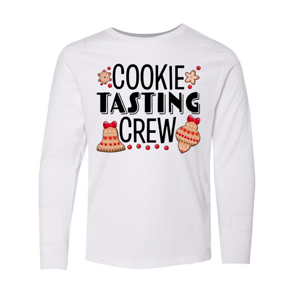 Inktastic Christmas Cookie Tasting Crew with Holiday Cookies Long Sleeve Youth T-Shirt