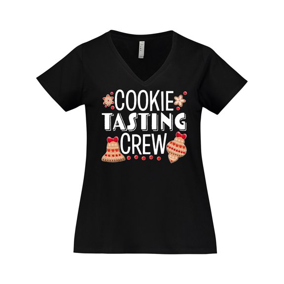 Inktastic Christmas Cookie Tasting Crew with Holiday Cookies Women's Plus Size V-Neck T-Shirt