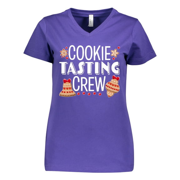 Inktastic Christmas Cookie Tasting Crew with Holiday Cookies Women's V-Neck T-Shirt