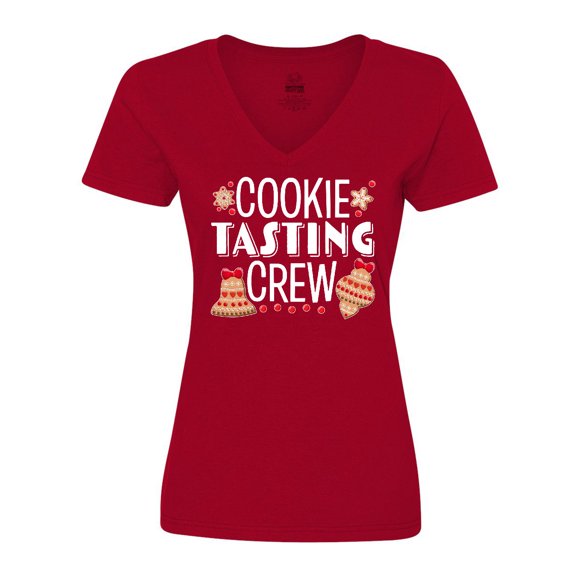 Inktastic Christmas Cookie Tasting Crew with Holiday Cookies Women's V-Neck T-Shirt