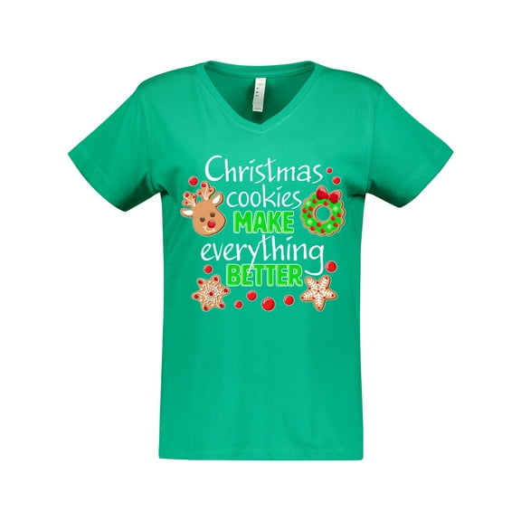 Inktastic Christmas Cookies Make Everything Better Women's V-Neck T-Shirt
