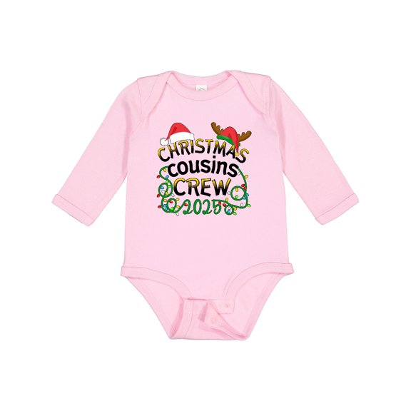 Inktastic Christmas Cousins Crew 2025 Boys or Girls Long Sleeve Baby Bodysuit