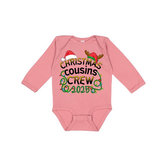 Inktastic Christmas Cousins Crew 2025 Boys or Girls Long Sleeve Baby Bodysuit