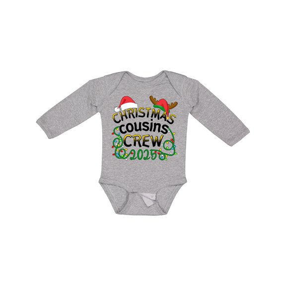 Inktastic Christmas Cousins Crew 2025 Boys or Girls Long Sleeve Baby Bodysuit