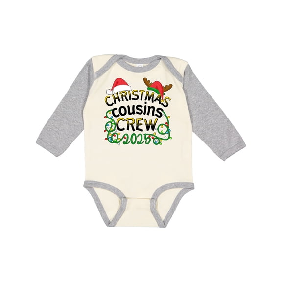 Inktastic Christmas Cousins Crew 2025 Boys or Girls Long Sleeve Baby Bodysuit