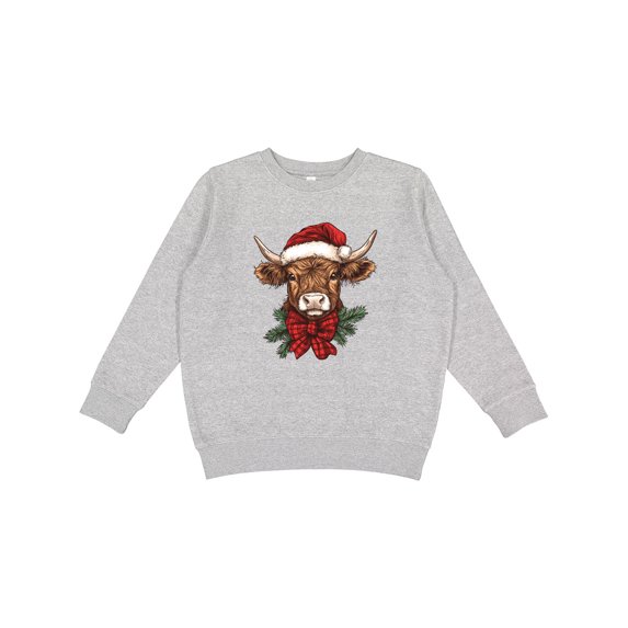Inktastic Christmas Cow Brown Youth Sweatshirt