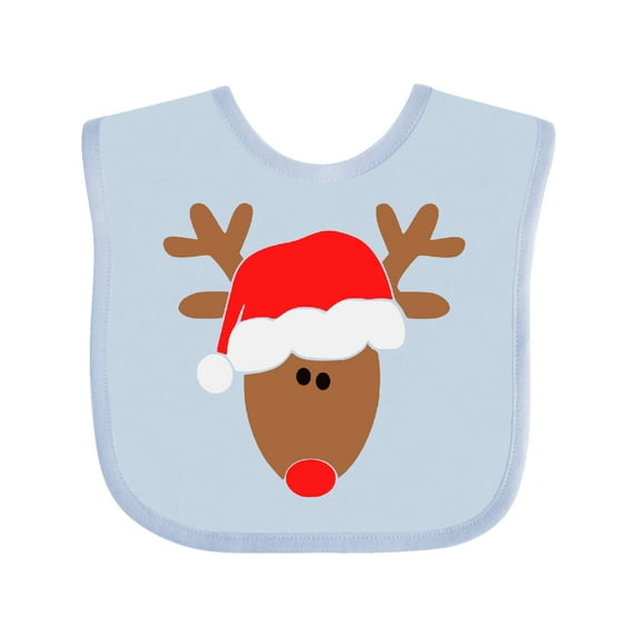 Inktastic Christmas Cute Reindeer in Santa Hat Boys or Girls Baby Bib