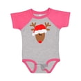 thumbnail image 1 of Inktastic Christmas Cute Reindeer in Santa Hat Boys or Girls Baby Bodysuit, 1 of 5