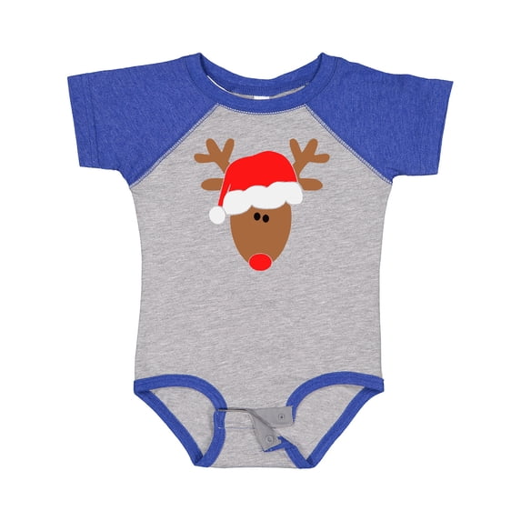 Inktastic Christmas Cute Reindeer in Santa Hat Boys or Girls Baby Bodysuit