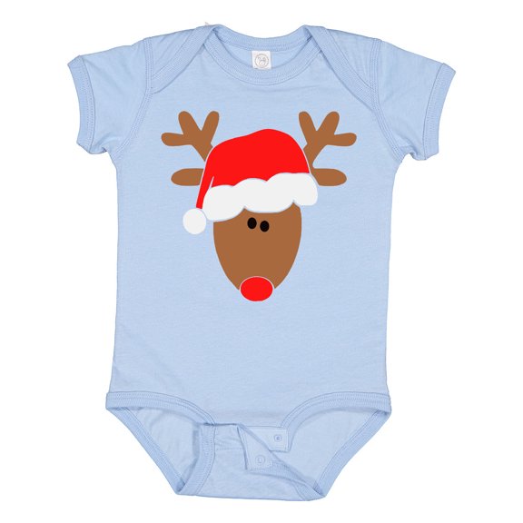 Inktastic Christmas Cute Reindeer in Santa Hat Boys or Girls Baby Bodysuit