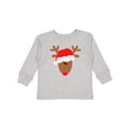 thumbnail image 1 of Inktastic Christmas Cute Reindeer in Santa Hat Boys or Girls Long Sleeve Toddler T-Shirt, 1 of 5