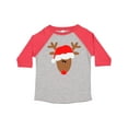 thumbnail image 1 of Inktastic Christmas Cute Reindeer in Santa Hat Boys or Girls Toddler T-Shirt, 1 of 5