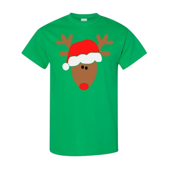 Inktastic Christmas Cute Reindeer in Santa Hat T-Shirt