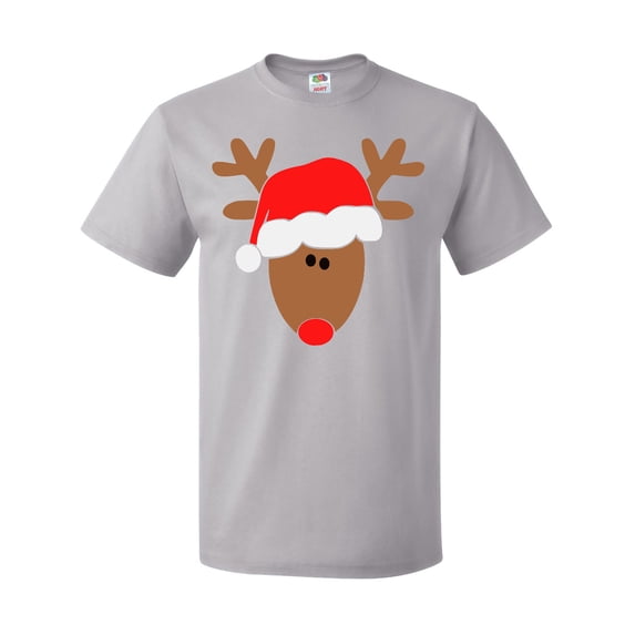 Inktastic Christmas Cute Reindeer in Santa Hat T-Shirt