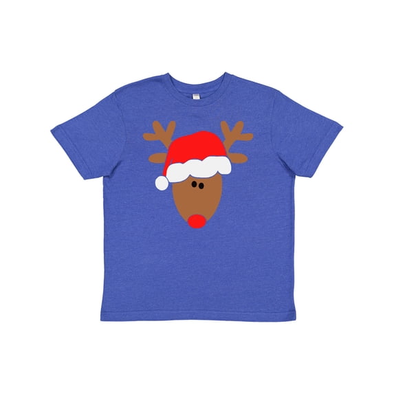 Inktastic Christmas Cute Reindeer in Santa Hat Youth T-Shirt