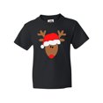 thumbnail image 1 of Inktastic Christmas Cute Reindeer in Santa Hat Youth T-Shirt, 1 of 5