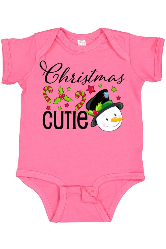 Christmas Cutie snowman Boys or Girls Baby Bodysuit