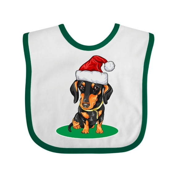 Inktastic Christmas Dachshund Dog Santa Boys or Girls Baby Bib