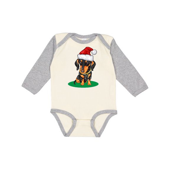 Inktastic Christmas Dachshund Dog Santa Boys or Girls Long Sleeve Baby Bodysuit