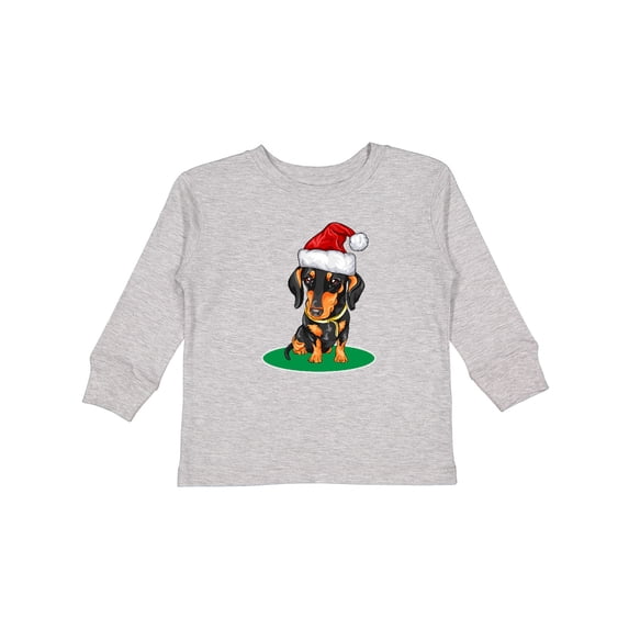 Inktastic Christmas Dachshund Dog Santa Boys or Girls Long Sleeve Toddler T-Shirt