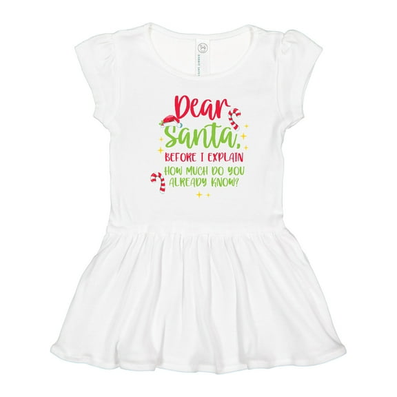 Inktastic Christmas Dear, Santa Before I Explain How Much do you Know? Girls Toddler Dress
