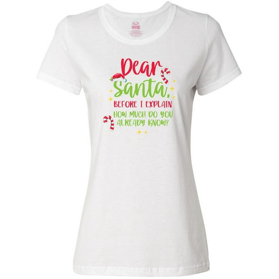 Inktastic Christmas Dear, Santa Before I Explain How Much do you Know? Women's T-Shirt