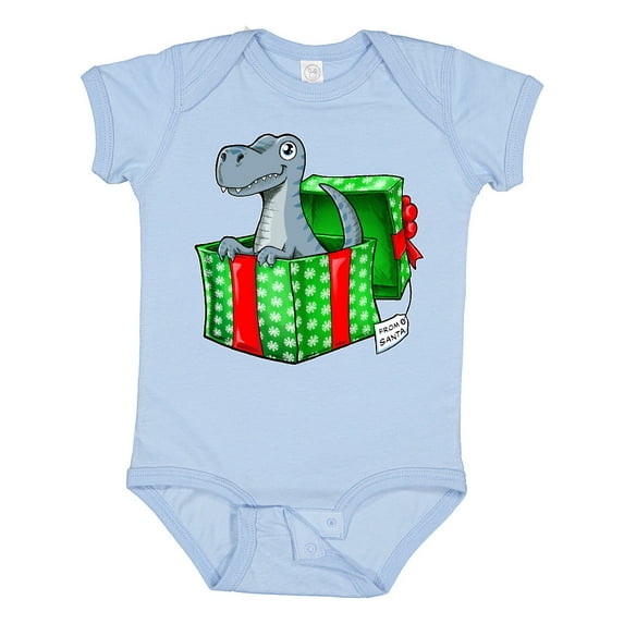 Inktastic Christmas Dinosaur Gift from Santa Boys or Girls Baby Bodysuit