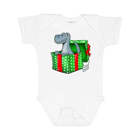 Inktastic Christmas Dinosaur Gift from Santa Boys or Girls Baby Bodysuit