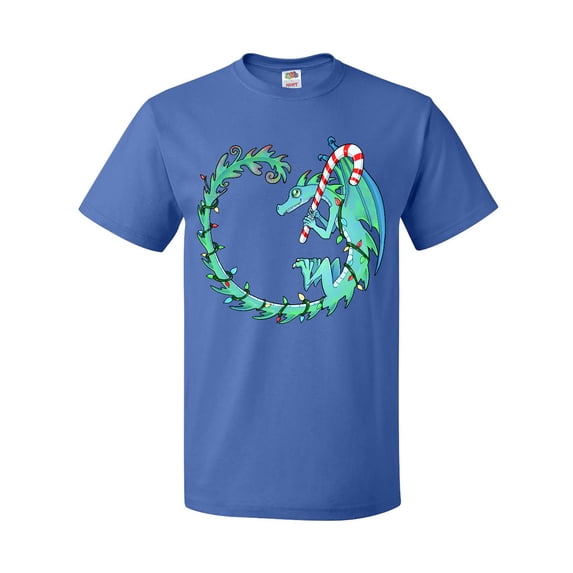 Inktastic Christmas Dragon with Candy Cane T-Shirt
