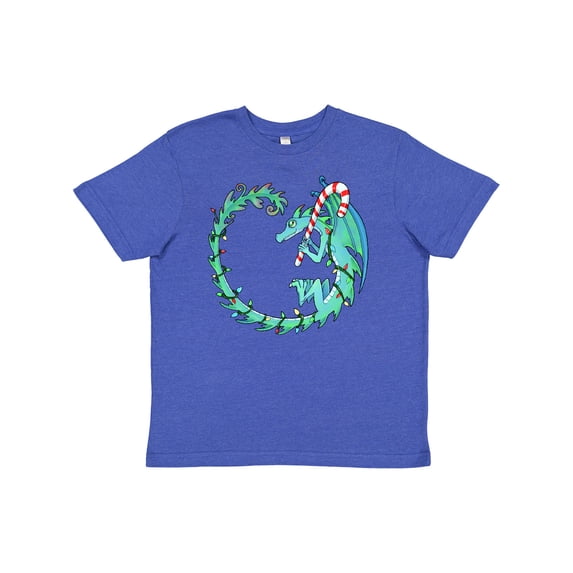 Inktastic Christmas Dragon with Candy Cane Youth T-Shirt