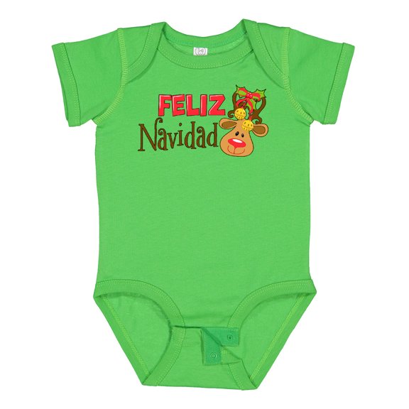 Inktastic Christmas Feliz Navidad with Cute Reindeer Boys or Girls Baby Bodysuit