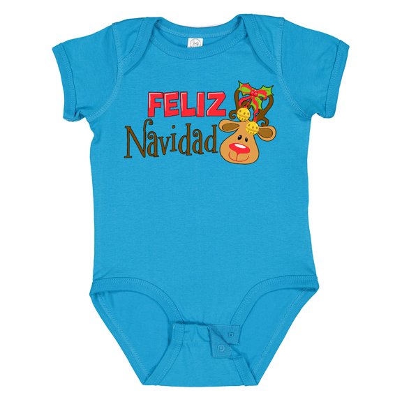 Inktastic Christmas Feliz Navidad with Cute Reindeer Boys or Girls Baby Bodysuit