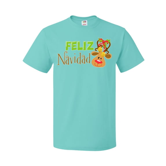 Inktastic Christmas Feliz Navidad with Cute Reindeer T-Shirt