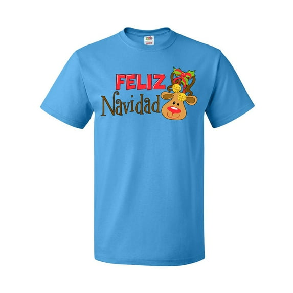 Inktastic Christmas Feliz Navidad with Cute Reindeer T-Shirt