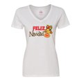 thumbnail image 1 of Inktastic Christmas Feliz Navidad with Cute Reindeer Women's V-Neck T-Shirt, 1 of 5