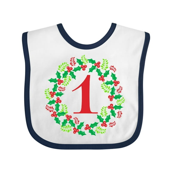 Inktastic Christmas First Birthday One Year Old Boys or Girls Baby Bib