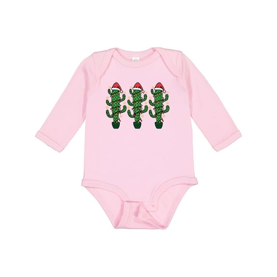 Inktastic Christmas Funny Cactus Santa Boys or Girls Long Sleeve Baby Bodysuit