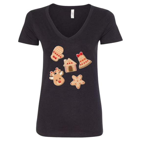 Inktastic Christmas Gingerbread Cookies Women's V-Neck T-Shirt
