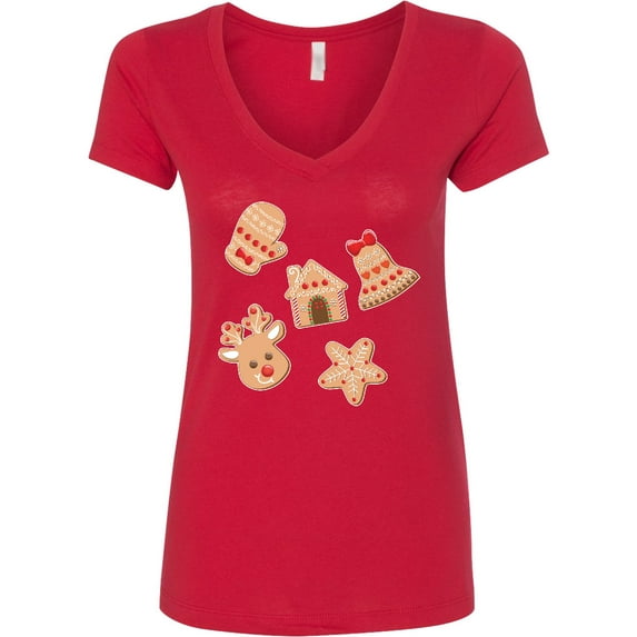 Inktastic Christmas Gingerbread Cookies Women's V-Neck T-Shirt