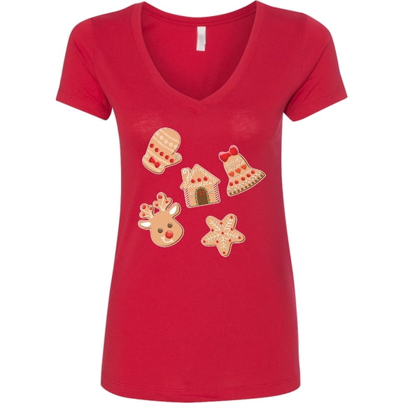 Inktastic Christmas Gingerbread Cookies Women's V-Neck T-Shirt