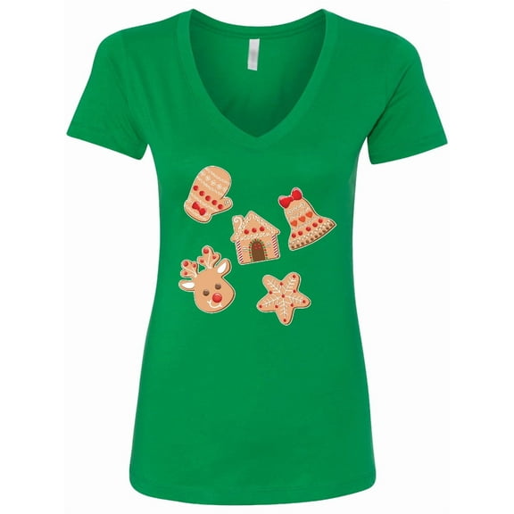 Inktastic Christmas Gingerbread Cookies Women's V-Neck T-Shirt