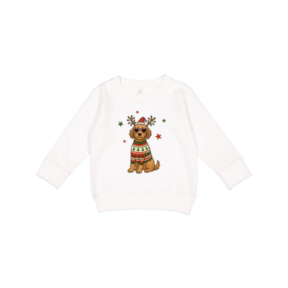 Inktastic Christmas Goldendoodle with Reindeer Antlers and Sweater Toddler Sweatshirt