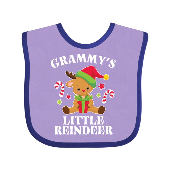 Inktastic Christmas Grammy's Little Reindeer with Candy Canes Boys or Girls Baby Bib