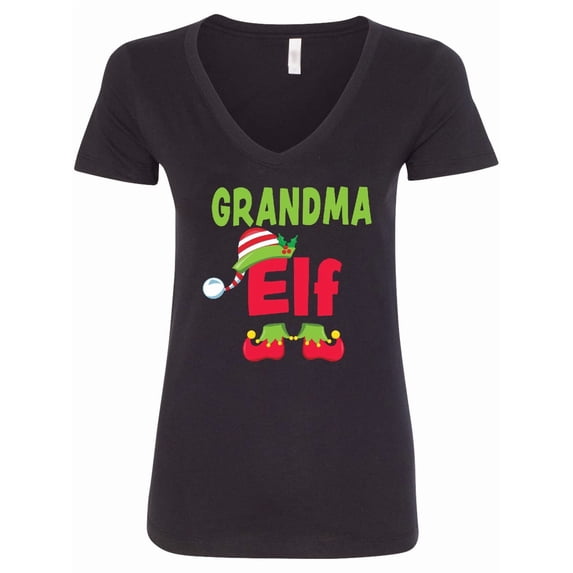 Inktastic Christmas Grandma Elf Women's V-Neck T-Shirt