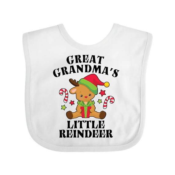 Inktastic Christmas Great Grandma's Little Reindeer with Candy Canes Boys or Girls Baby Bib
