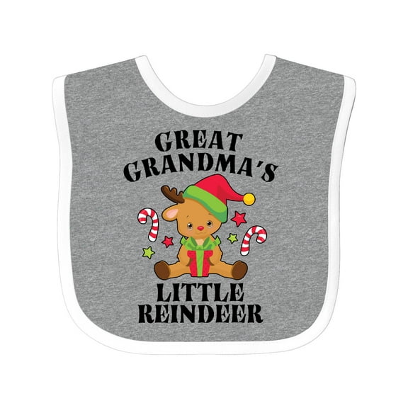 Inktastic Christmas Great Grandma's Little Reindeer with Candy Canes Boys or Girls Baby Bib